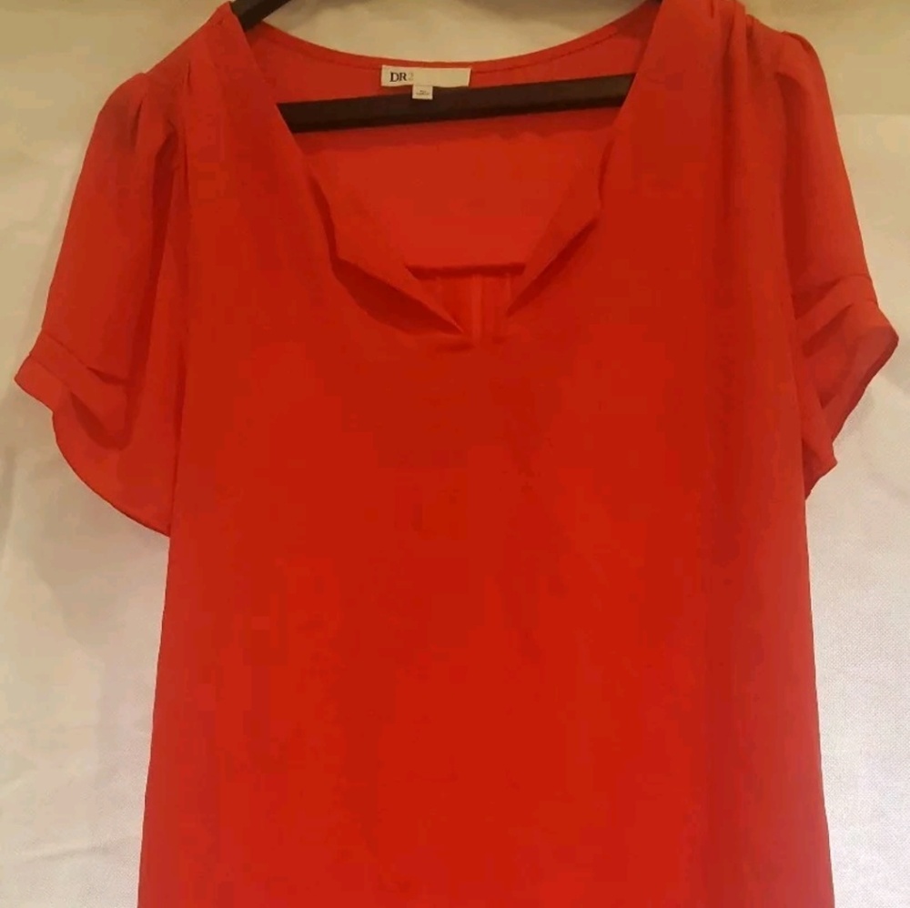 DR2 Daniel Rainn Sheer Pinch Short Sleeve Size M